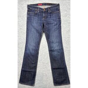 Ag Adriano Goldschmied Straight Leg Jeans in Dark Blue Denim